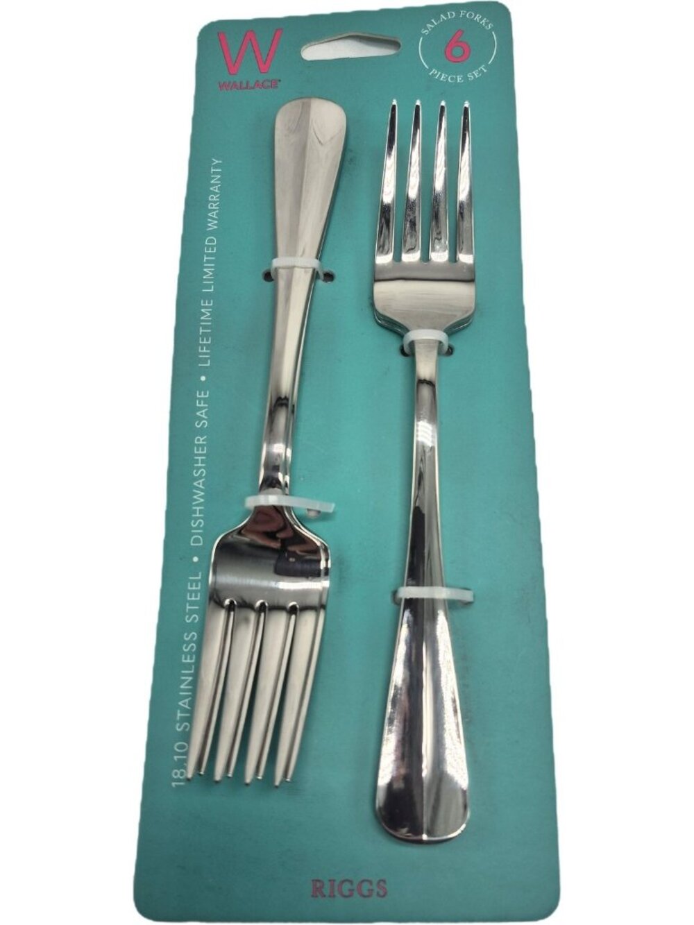 Wallace Riggs Salad Forks 6-Piece Silverware Set Dishwasher Safe 18/10 Stainless